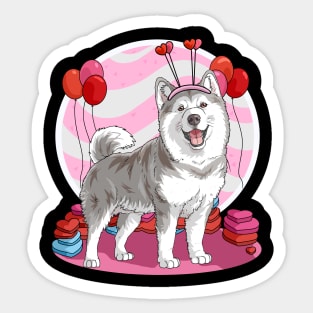 Alaskan Malamute Valentines Day Heart Dogs Puppy Love Sticker